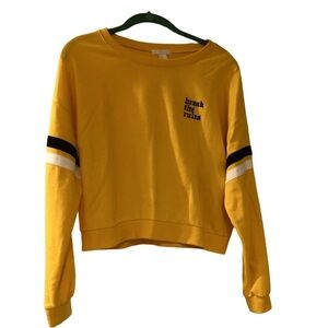 Forever 21 yellow long sleeve top “break the rules” top, size Large.